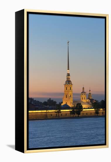 St. Peter and Paul Cathedral and the River Neva at Night, St. Petersburg, Russia, Europe-Martin Child-Framed Premier Image Canvas