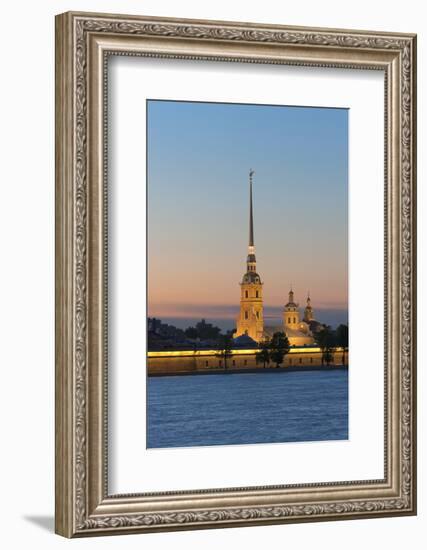 St. Peter and Paul Cathedral and the River Neva at Night, St. Petersburg, Russia, Europe-Martin Child-Framed Photographic Print