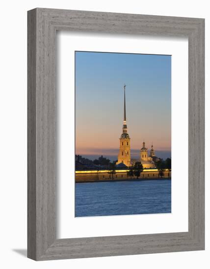 St. Peter and Paul Cathedral and the River Neva at Night, St. Petersburg, Russia, Europe-Martin Child-Framed Photographic Print