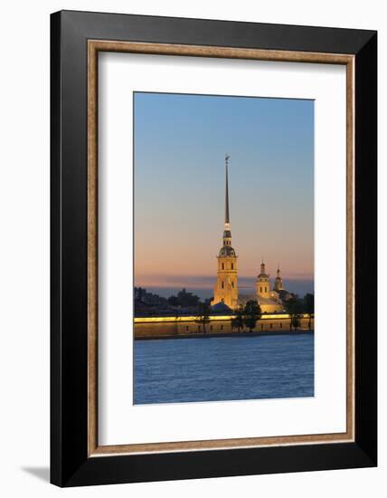 St. Peter and Paul Cathedral and the River Neva at Night, St. Petersburg, Russia, Europe-Martin Child-Framed Photographic Print