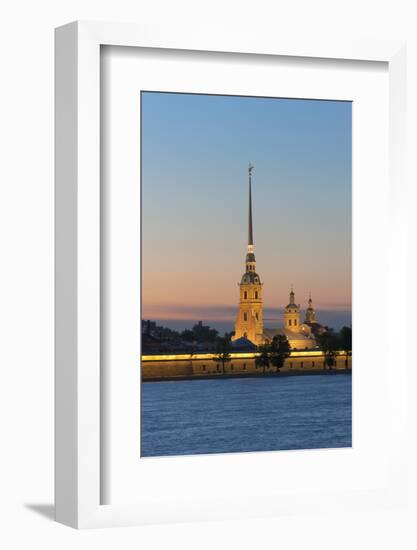 St. Peter and Paul Cathedral and the River Neva at Night, St. Petersburg, Russia, Europe-Martin Child-Framed Photographic Print