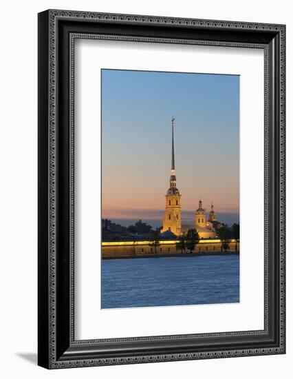 St. Peter and Paul Cathedral and the River Neva at Night, St. Petersburg, Russia, Europe-Martin Child-Framed Photographic Print