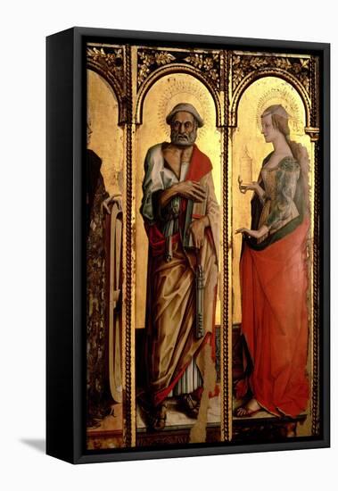 St. Peter and St. Mary Magdalene, Detail from the Santa Lucia Triptych-Carlo Crivelli-Framed Premier Image Canvas