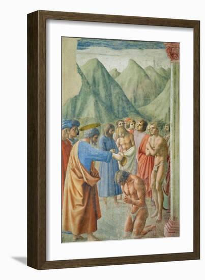 St. Peter Baptising the Neophytes, circa 1427-Tommaso Masaccio-Framed Giclee Print