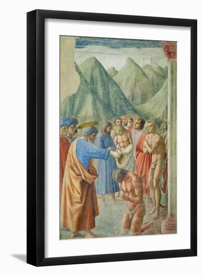 St. Peter Baptising the Neophytes, circa 1427-Tommaso Masaccio-Framed Giclee Print