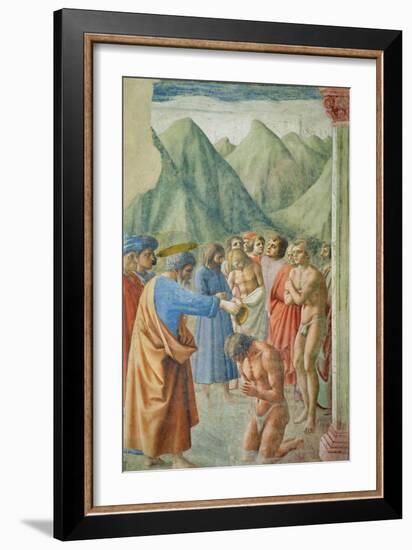 St. Peter Baptising the Neophytes, circa 1427-Tommaso Masaccio-Framed Giclee Print