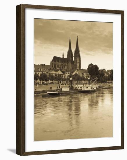 St. Peter Cathedral and Town, Dom, Regensburg, Bavaria, Germany-Walter Bibikow-Framed Photographic Print