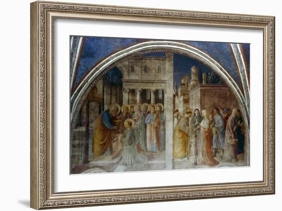 St Peter Ordaining St Stephen Deacon, Mid 15th Century-Fra Angelico-Framed Giclee Print