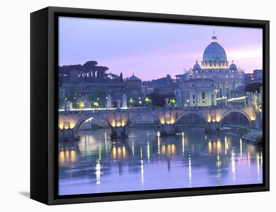 St. Peter's and Ponte Sant Angelo, The Vatican, Rome, Italy-Walter Bibikow-Framed Premier Image Canvas