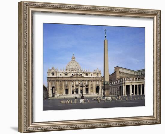 St. Peter's and St. Peter's Square, Vatican, Rome, Lazio, Italy-Peter Scholey-Framed Photographic Print