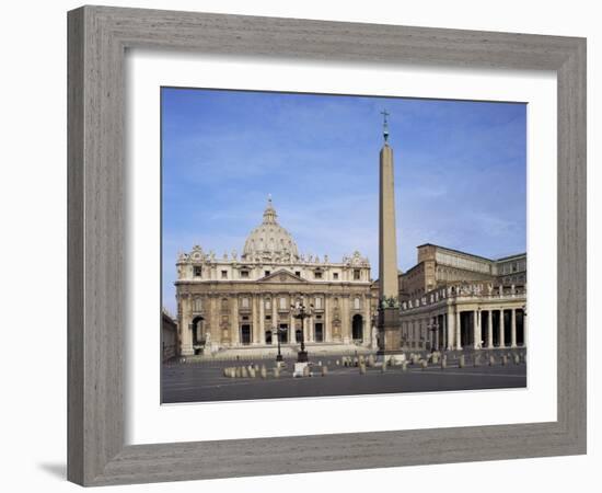 St. Peter's and St. Peter's Square, Vatican, Rome, Lazio, Italy-Peter Scholey-Framed Photographic Print