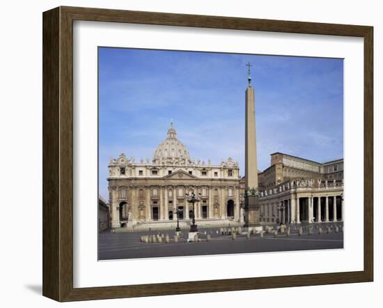 St. Peter's and St. Peter's Square, Vatican, Rome, Lazio, Italy-Peter Scholey-Framed Photographic Print