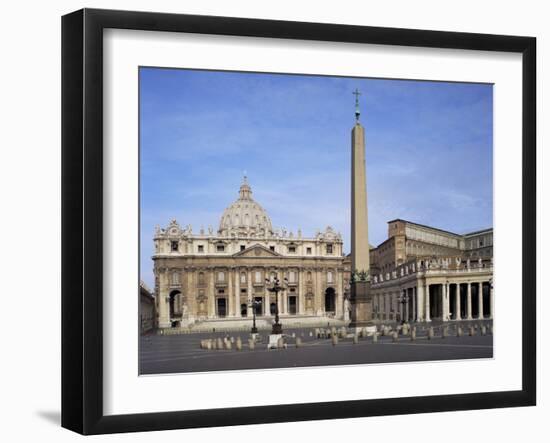 St. Peter's and St. Peter's Square, Vatican, Rome, Lazio, Italy-Peter Scholey-Framed Photographic Print