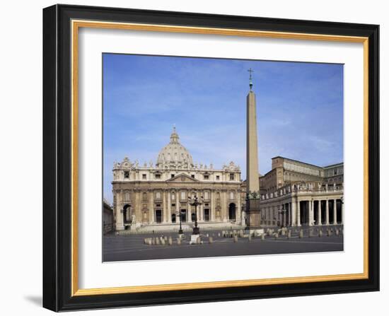 St. Peter's and St. Peter's Square, Vatican, Rome, Lazio, Italy-Peter Scholey-Framed Photographic Print