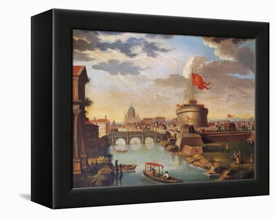 St Peter's Basilica and Castle Sant'Angelo in Rome-null-Framed Premier Image Canvas