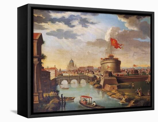 St Peter's Basilica and Castle Sant'Angelo in Rome-null-Framed Premier Image Canvas
