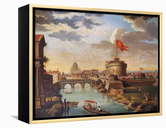 St Peter's Basilica and Castle Sant'Angelo in Rome-null-Framed Premier Image Canvas