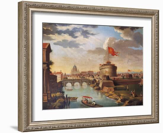 St Peter's Basilica and Castle Sant'Angelo in Rome-null-Framed Giclee Print