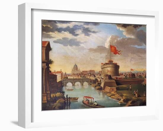 St Peter's Basilica and Castle Sant'Angelo in Rome-null-Framed Giclee Print