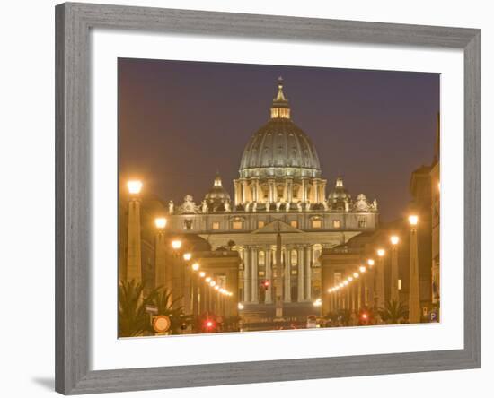 St. Peter's Basilica and Conciliazione Street, Rome, Lazio, Italy, Europe-Marco Cristofori-Framed Photographic Print