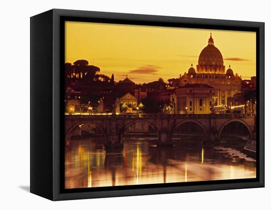 St Peter's Basilica and Ponte Saint Angelo, Rome, Italy-Doug Pearson-Framed Premier Image Canvas