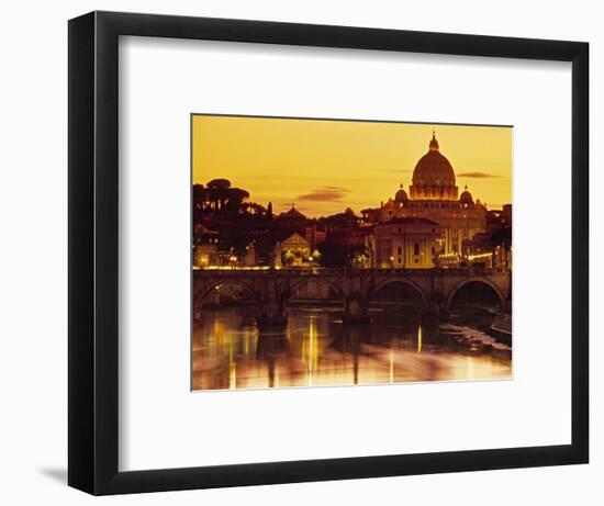 St Peter's Basilica and Ponte Saint Angelo, Rome, Italy-Doug Pearson-Framed Photographic Print