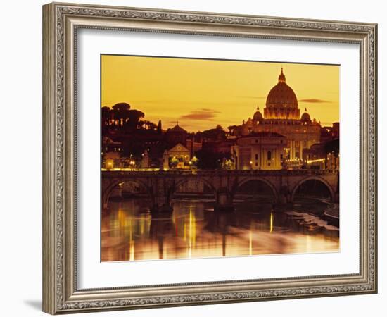 St Peter's Basilica and Ponte Saint Angelo, Rome, Italy-Doug Pearson-Framed Photographic Print