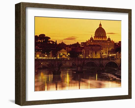 St Peter's Basilica and Ponte Saint Angelo, Rome, Italy-Doug Pearson-Framed Photographic Print