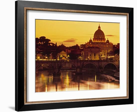 St Peter's Basilica and Ponte Saint Angelo, Rome, Italy-Doug Pearson-Framed Photographic Print