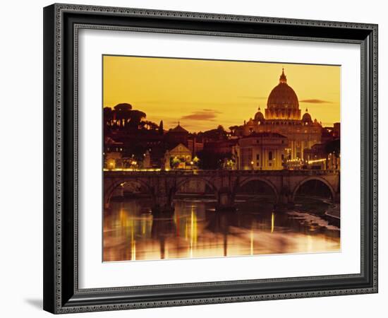 St Peter's Basilica and Ponte Saint Angelo, Rome, Italy-Doug Pearson-Framed Photographic Print