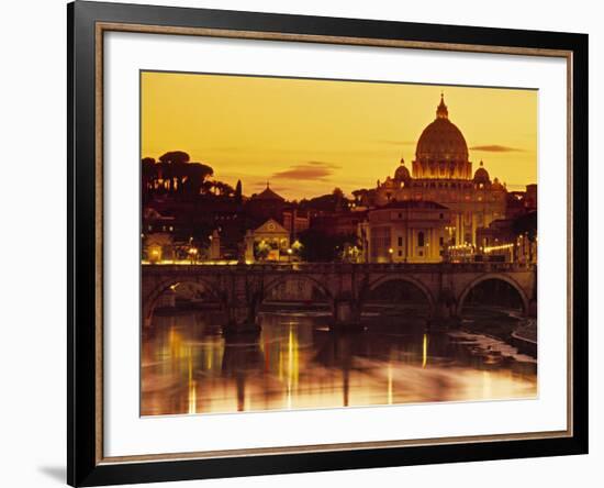 St Peter's Basilica and Ponte Saint Angelo, Rome, Italy-Doug Pearson-Framed Photographic Print