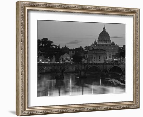 St Peter's Basilica and Ponte Saint Angelo, Rome, Italy-Doug Pearson-Framed Photographic Print