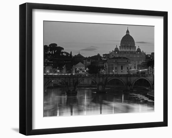 St Peter's Basilica and Ponte Saint Angelo, Rome, Italy-Doug Pearson-Framed Photographic Print