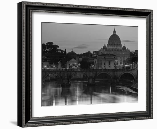 St Peter's Basilica and Ponte Saint Angelo, Rome, Italy-Doug Pearson-Framed Photographic Print