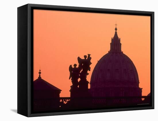 St. Peter's Basilica and Statues on Ponte St. Angelo, Vatican, Rome, Italy-David Barnes-Framed Premier Image Canvas