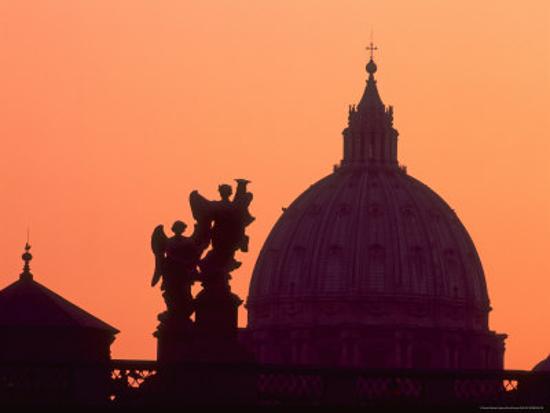 St Peter S Basilica And Statues On Ponte St Angelo Vatican