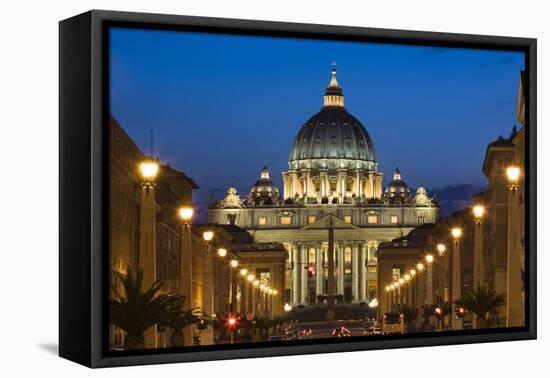 St Peter's Basilica at Dusk, Vatican City, Rome, Italy-David Clapp-Framed Premier Image Canvas