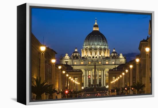 St Peter's Basilica at Dusk, Vatican City, Rome, Italy-David Clapp-Framed Premier Image Canvas