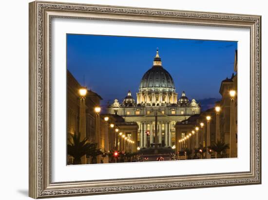 St Peter's Basilica at Dusk, Vatican City, Rome, Italy-David Clapp-Framed Photographic Print