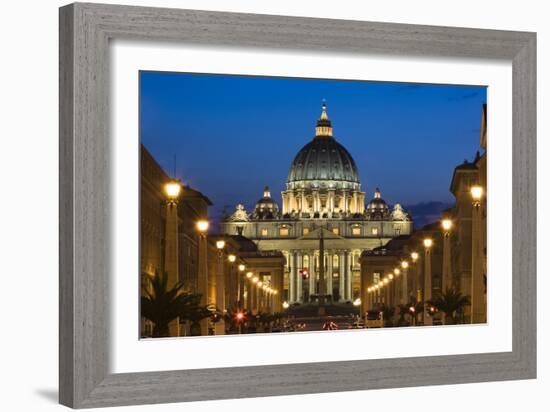 St Peter's Basilica at Dusk, Vatican City, Rome, Italy-David Clapp-Framed Photographic Print