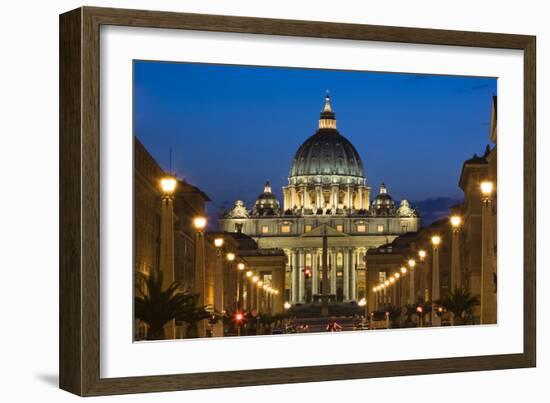 St Peter's Basilica at Dusk, Vatican City, Rome, Italy-David Clapp-Framed Photographic Print