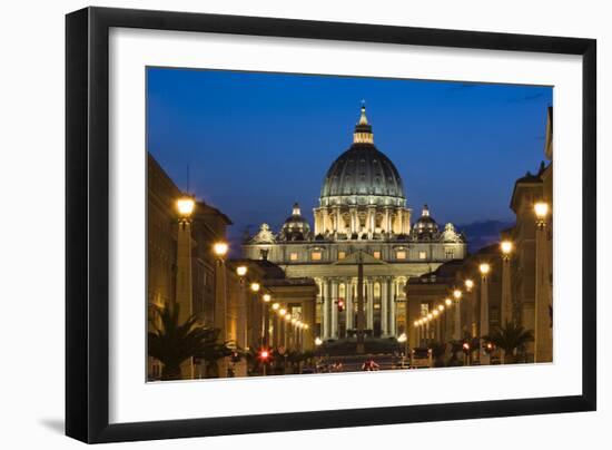 St Peter's Basilica at Dusk, Vatican City, Rome, Italy-David Clapp-Framed Photographic Print