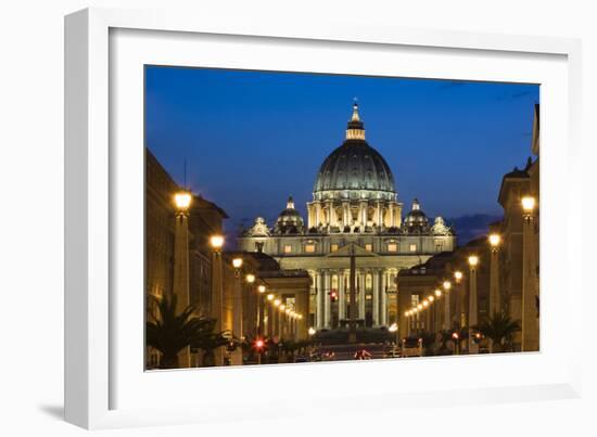 St Peter's Basilica at Dusk, Vatican City, Rome, Italy-David Clapp-Framed Photographic Print