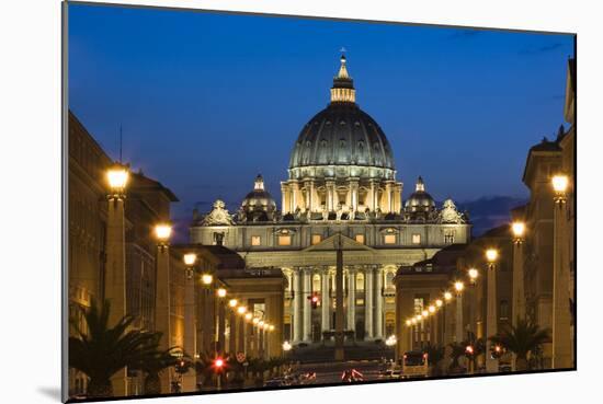 St Peter's Basilica at Dusk, Vatican City, Rome, Italy-David Clapp-Mounted Photographic Print