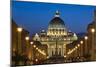 St Peter's Basilica at Dusk, Vatican City, Rome, Italy-David Clapp-Mounted Photographic Print