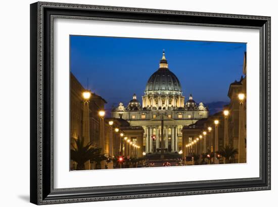 St Peter's Basilica at Dusk, Vatican City, Rome, Italy-David Clapp-Framed Photographic Print