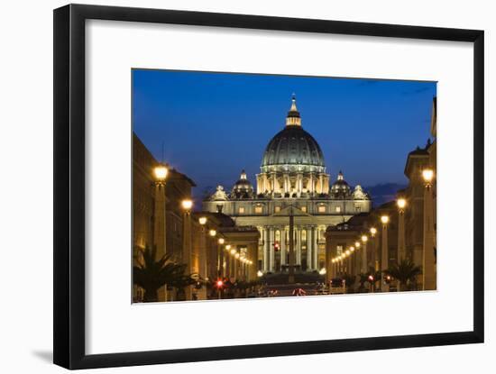 St Peter's Basilica at Dusk, Vatican City, Rome, Italy-David Clapp-Framed Photographic Print