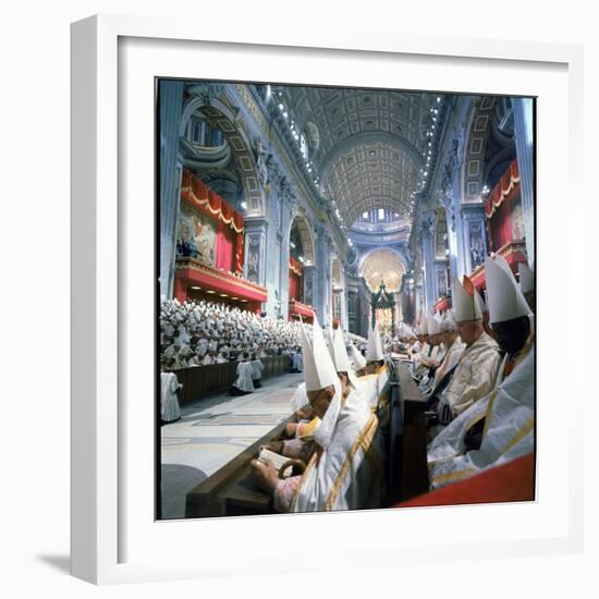 St. Peter's Basilica During the 2nd Vatican Ecumenical Council of the Roman Catholic Church-Hank Walker-Framed Photographic Print