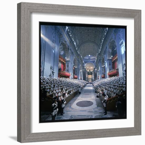 St. Peter's Basilica During the 2nd Vatican Ecumenical Council of the Roman Catholic Church-Hank Walker-Framed Photographic Print