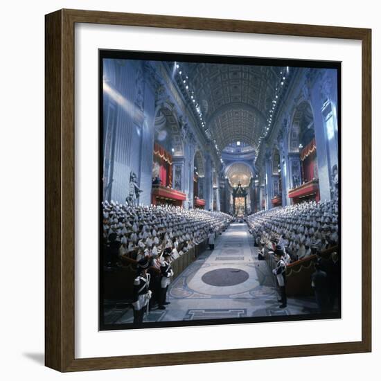 St. Peter's Basilica During the 2nd Vatican Ecumenical Council of the Roman Catholic Church-Hank Walker-Framed Photographic Print